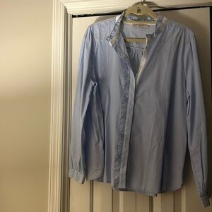 Loft light blue ruffled blouse
